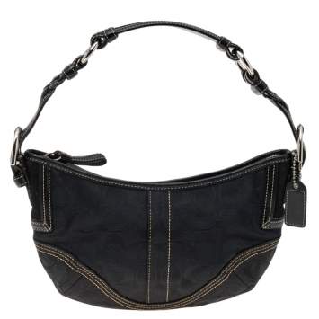 Coach Black Signature Canvas and Leather Soho Hobo