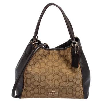 Pre Owned Coach Brown/Beige  Signature Canvas And Leather Edie Shoulder Bag
