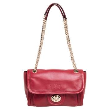 Pre Owned Coach Red Leather Ranger Shoulder Bag