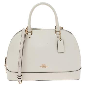 Pre Owned Coach White Leather Sierra Dome Satchel