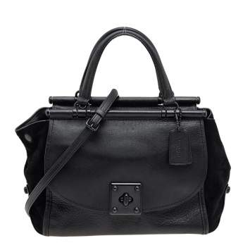 Pre Owned Coach Black Leather And Suede Drifter Carryall Satchel