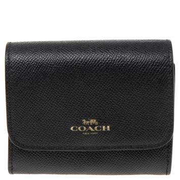 Pre Owned Coach Black Leather Accordion Card Case