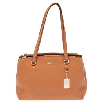 Pre Owned Coach Caramel Brown Leather Stanton Carryall Satchel