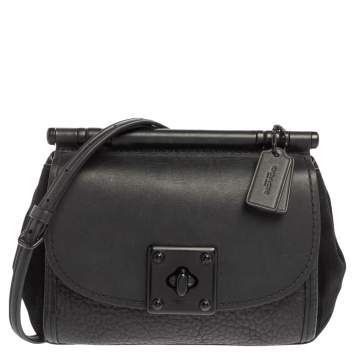 Pre Owned Coach Black Leather And Suede Drifter Crossbody Bag