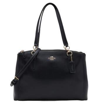 Pre Owned Coach Black Leather Christie Carryall Tote