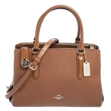 Pre Owned Coach Brown Leather Brooklyn Carryall Satchel