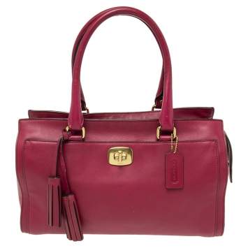 Pre Owned Coach Magenta Leather Chelsea Carryall Satchel