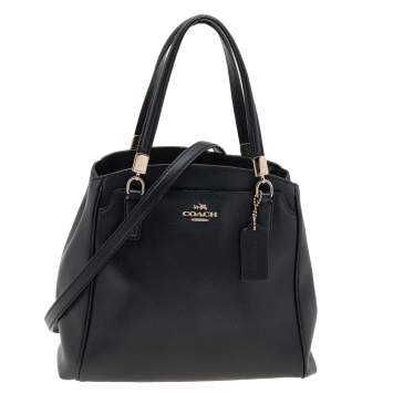Pre Owned Coach Black Leather Carryall Tote