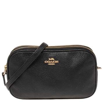 Pre Owned Coach Black Leather Sadie Crossbody Bag