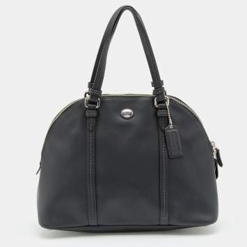 Pre Owned Coach Black Leather Peyton Dome Satchel 