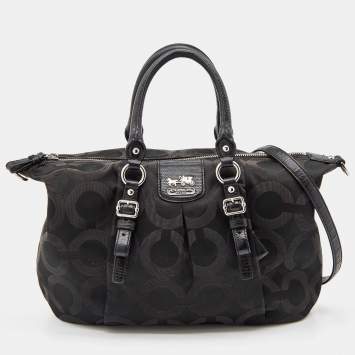 Pre Owned Coach Black Fabric and Leather Madison Juliette Satchel 