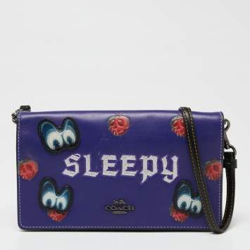 Pre Owned Coach x Disney Purple/Black Leather A Dark Fairy Tale Sleepy Crossbody Bag