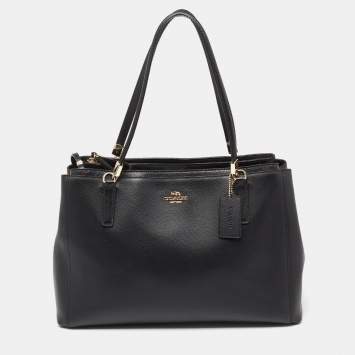 Pre Owned Coach Black Leather Double Zip Tote