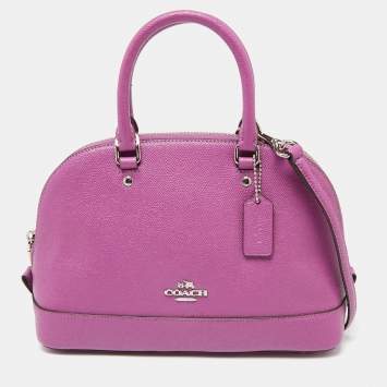 Pre Owned Coach Pink Leather Sierra Dome Satchel
