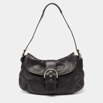 Pre Owned Coach Black Leather Soho Buckle Hobo