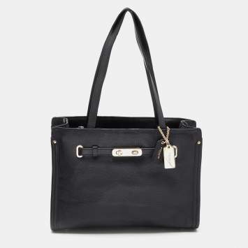 Pre Owned Coach Black Leather Swagger Tote