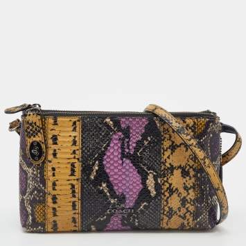 Pre Owned Coach Multicolor Python Embossed Leather Crosby Crossbody Bag