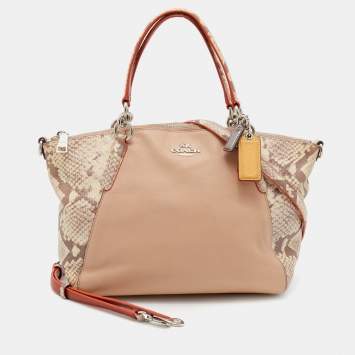 Pre Owned Coach Multicolor Python Embossed and Leather Small Kelsey Satchel