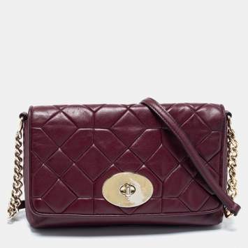 Pre Owned Coach Burgundy Quilted Leather Crosstown Crossbody Bag
