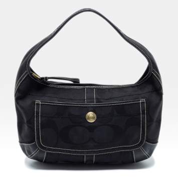 Pre Owned Coach Black Signature Canvas and Leather Ergo Hobo 