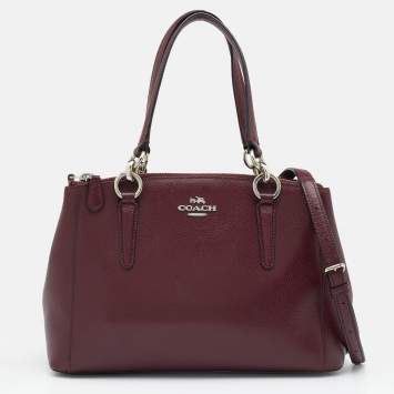 Pre Owned Coach Burgundy Leather Christie Carryall Satchel