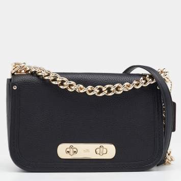 Pre Owned Coach Black Leather Swagger Shoulder Bag