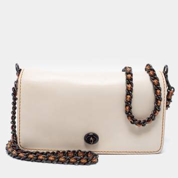 Pre Owned Coach Off White Leather Crosstown Crossbody Bag