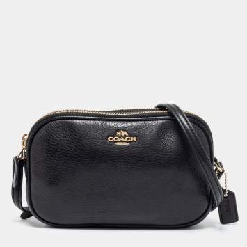 Pre Owned Coach Black Leather Sadie Crossbody Bag