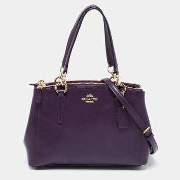Pre Owned Coach Purple Leather Christie Carryall Satchel