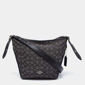 Pre Owned Coach Grey Signature Jacquard Canvas Dufflette Tote