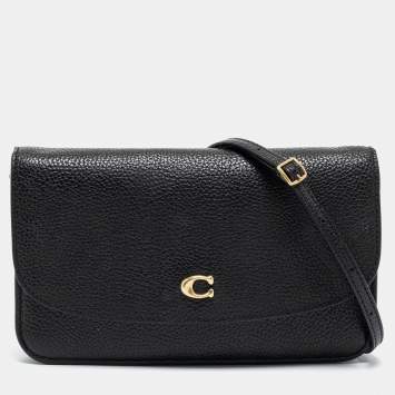 مملوكة مسبقًا Coach Black Pebble Leather Hayden Foldover Crossbody Bag