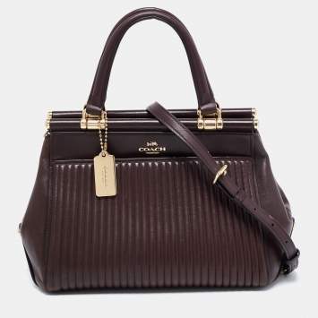 Pre Owned Coach Dark Brown Quilted Leather Grace Satchel