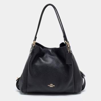 Pre Owned Coach Black Leather Edie Shoulder Bag