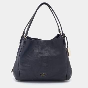 Pre Owned Coach Black Pebbled Leather Edie 31 Shoulder Bag
