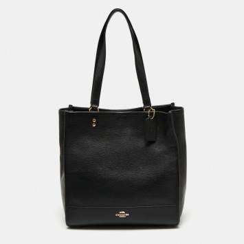 Pre Owned Coach Black Grained Leather Dempsey Shopper Tote