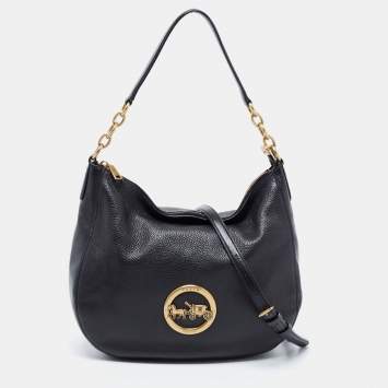 Pre Owned Coach Black Pebbled Leather Elle Hobo