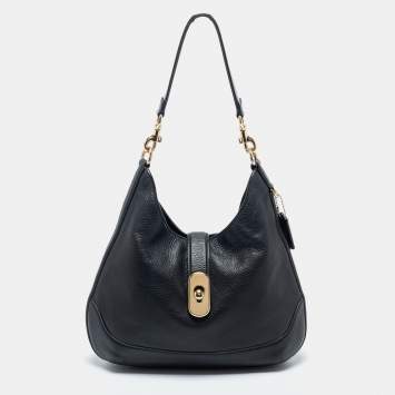 Pre Owned Coach Black Leather Amber Hobo