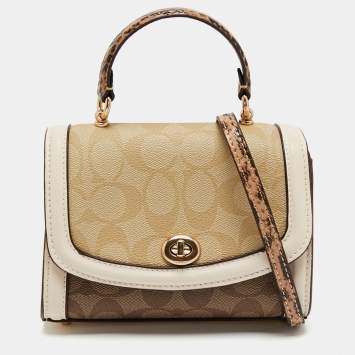 Pre Owned Coach Multicolor Signature Canvas and Leather Micro Top Handle Bag