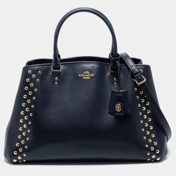 Coach Navy Blue Studded Leather Margot Satchel