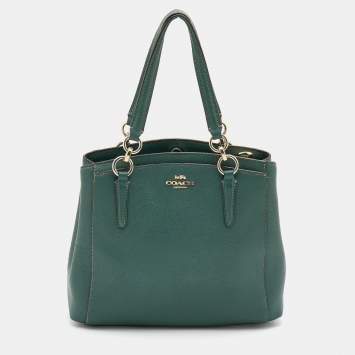 Coach Dark Green Leather Surrey Carryall Tote