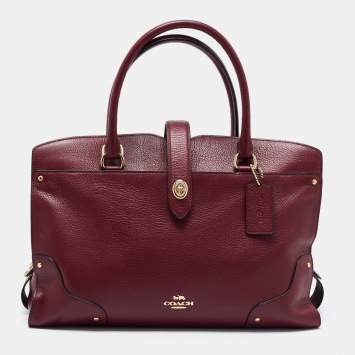 مملوكة مسبقًا Coach Burgundy Leather Mercer 35 Satchel