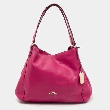 Pre Owned Coach Pink Leather Edie Shoulder Bag