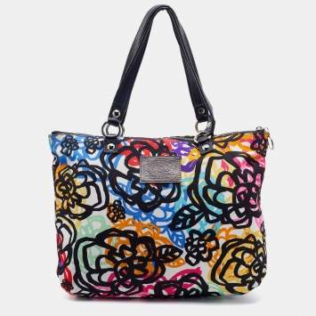 Pre Owned Coach Multicolor Fabric Graffiti Print Poppy Tote 