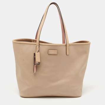 Pre Owned Coach Beige Leather Park Metro Tote