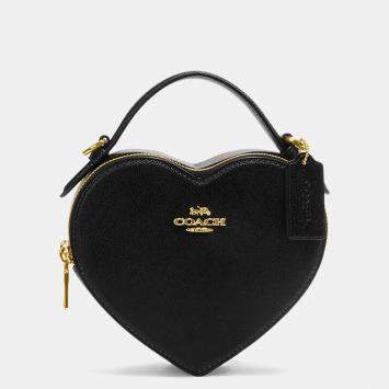 Coach Black Leather Heart Crossbody Bag