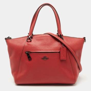 Pre Owned Coach Red Pebbled Leather Prairie Satchel