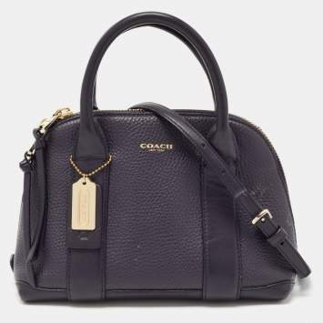 Pre Owned Coach Purple Pebbled Leather Mini Preston Satchel