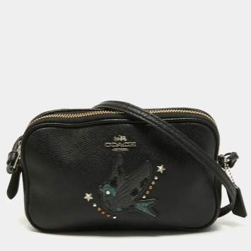 Coach Black Leather Bird Applique Crossbody Bag