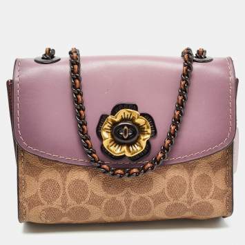 Coach Tri Color Signature Coated Canvas and Leather Madison Shoulder Bag
