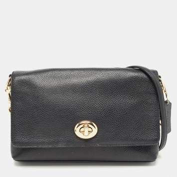 Pre Owned Coach Black Leather Crosstown Turnlock Crossbody Bag